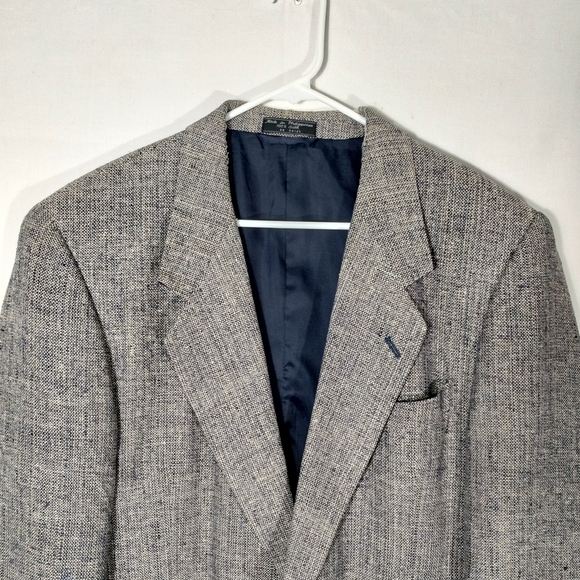 Vintage Palo Savino Silk Blazer Men L 46 Gray Tweed Grandpa Core Academia 90s - Picture 6 of 13